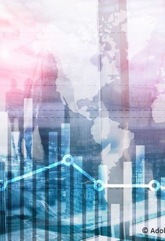 Diagramm-Analyse mit diversen Medien im Hintergrund